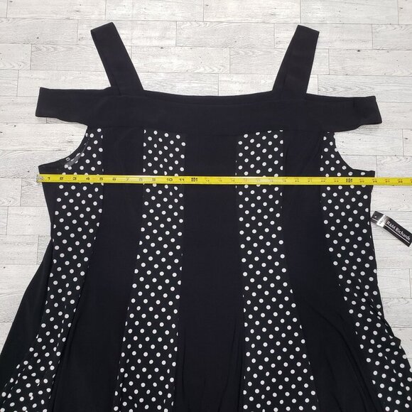 R&M Richards Sleeveless Polka Dot Dress Whimsigoth Pinup B&W Plus Size 3X NEW - Picture 7 of 10